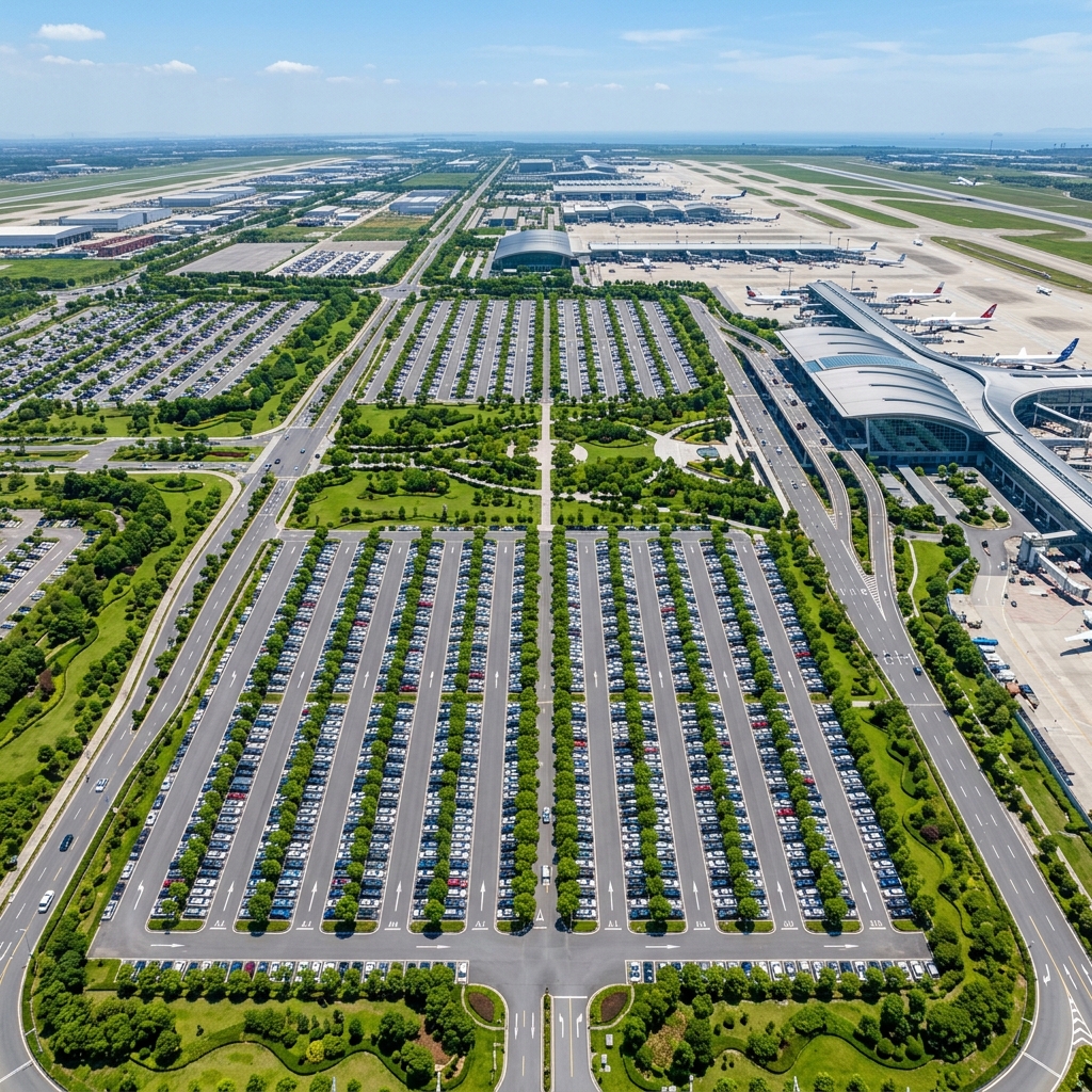 ภาพมุมสูงลานจอดรถ Ultra Airport Parking